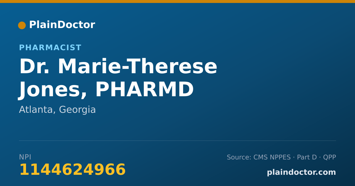Shareable card for Marie-Therese Jones, PHARMD - Pharmacist, Atlanta, GA