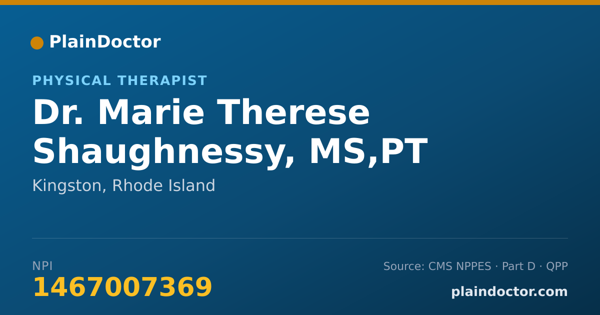 Shareable card for Marie Therese Shaughnessy, MS,PT - Physical Therapist, Kingston, RI