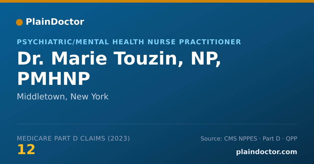 Shareable card for Marie Touzin, NP, PMHNP - Psychiatric/Mental Health Nurse Practitioner, Middletown, NY