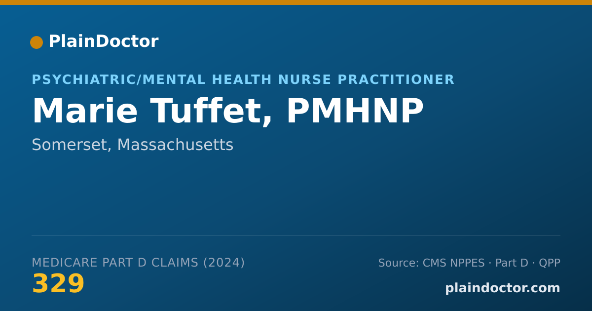 Shareable card for Marie Tuffet, PMHNP - Psychiatric/Mental Health Nurse Practitioner, Somerset, MA