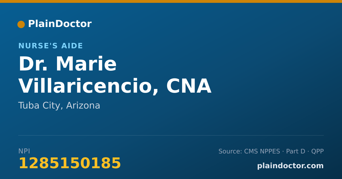 Shareable card for Marie Villaricencio, CNA - Nurse's Aide, Tuba City, AZ