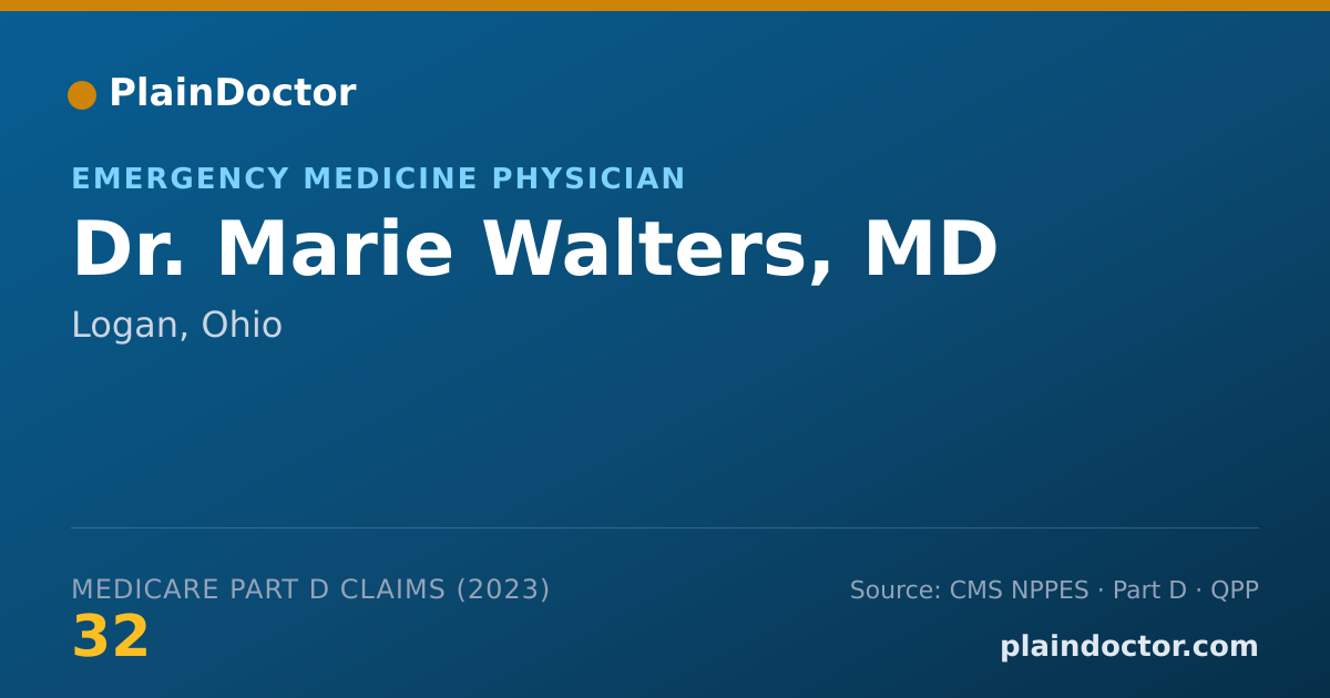 Shareable card for Marie Walters, MD - Emergency Medicine Physician, Logan, OH