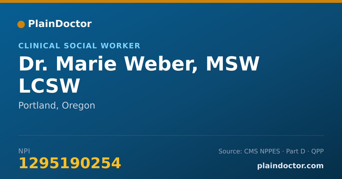 Shareable card for Marie Weber, MSW LCSW - Clinical Social Worker, Portland, OR