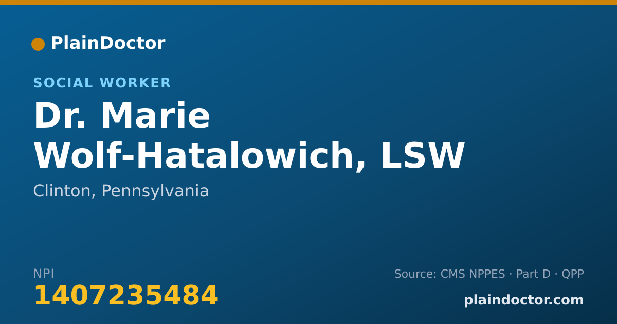Shareable card for Marie Wolf-Hatalowich, LSW - Social Worker, Clinton, PA