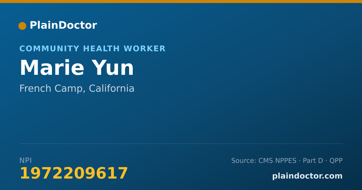 Shareable card for Marie Yun - Community Health Worker, French Camp, CA