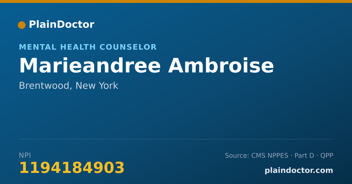 Shareable card for Marieandree Ambroise - Mental Health Counselor, Brentwood, NY