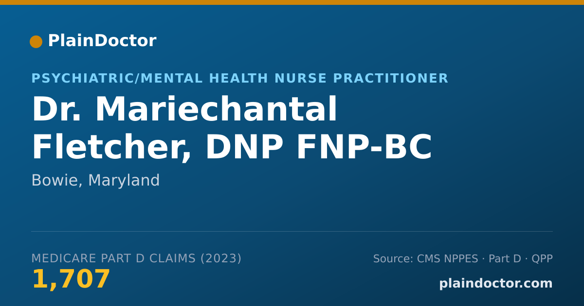 Shareable card for Mariechantal Fletcher, DNP FNP-BC - Psychiatric/Mental Health Nurse Practitioner, Bowie, MD