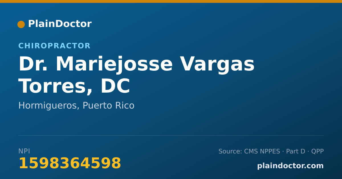 Shareable card for Mariejosse Vargas Torres, DC - Chiropractor, Hormigueros, PR