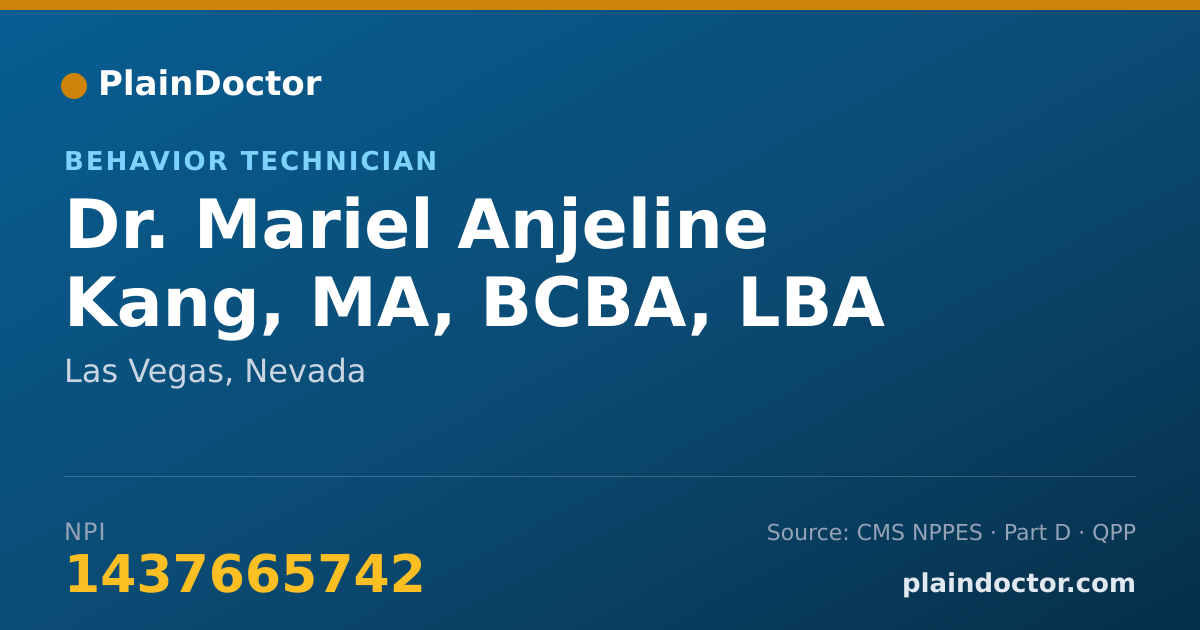 Shareable card for Mariel Anjeline Kang, MA, BCBA, LBA - Behavior Technician, Las Vegas, NV