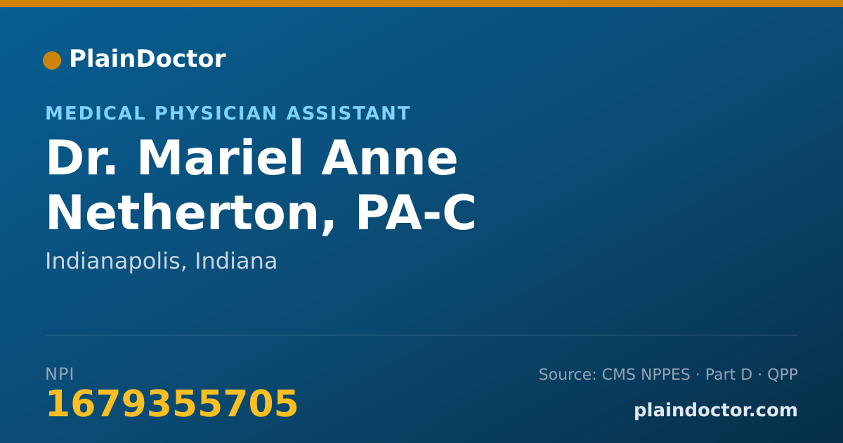 Shareable card for Mariel Anne Netherton, PA-C - Medical Physician Assistant, Indianapolis, IN