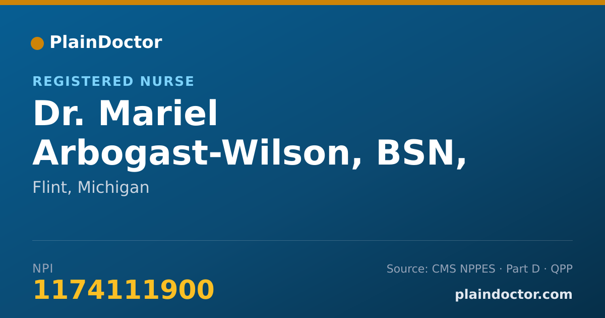 Shareable card for Mariel Arbogast-Wilson, BSN, RN - Registered Nurse, Flint, MI