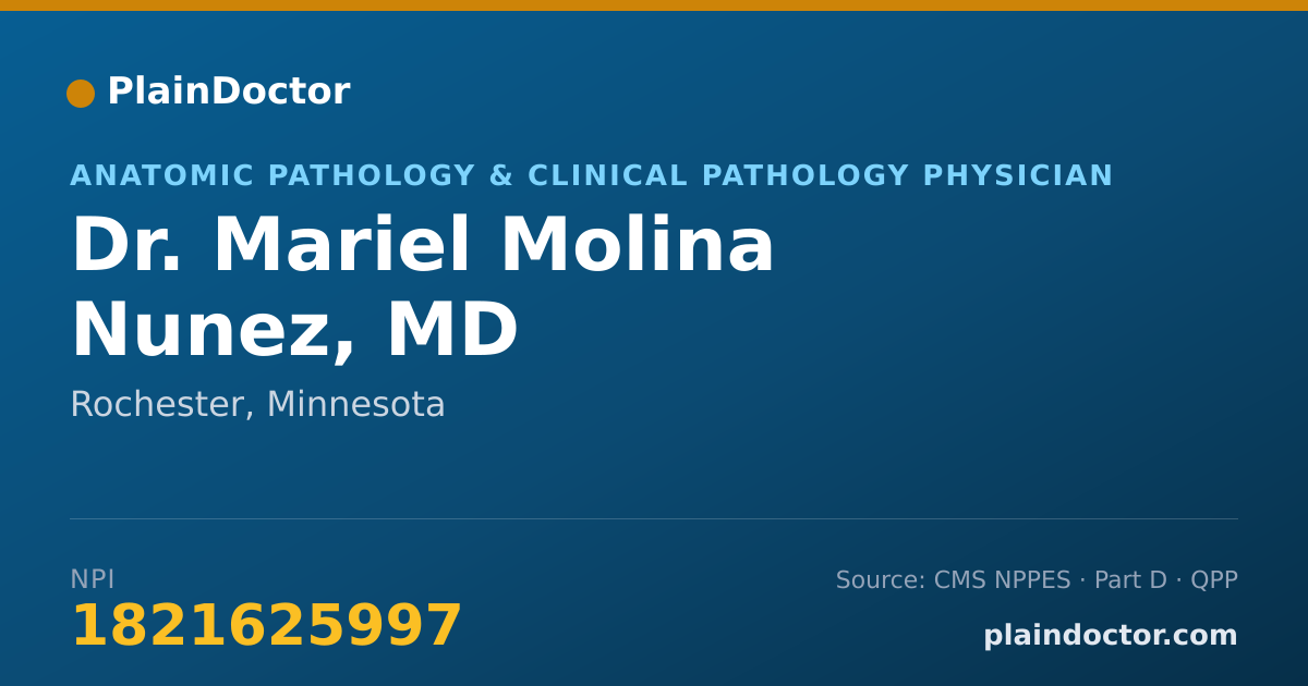 Shareable card for Mariel Molina Nunez, MD - Anatomic Pathology & Clinical Pathology Physician, Rochester, MN