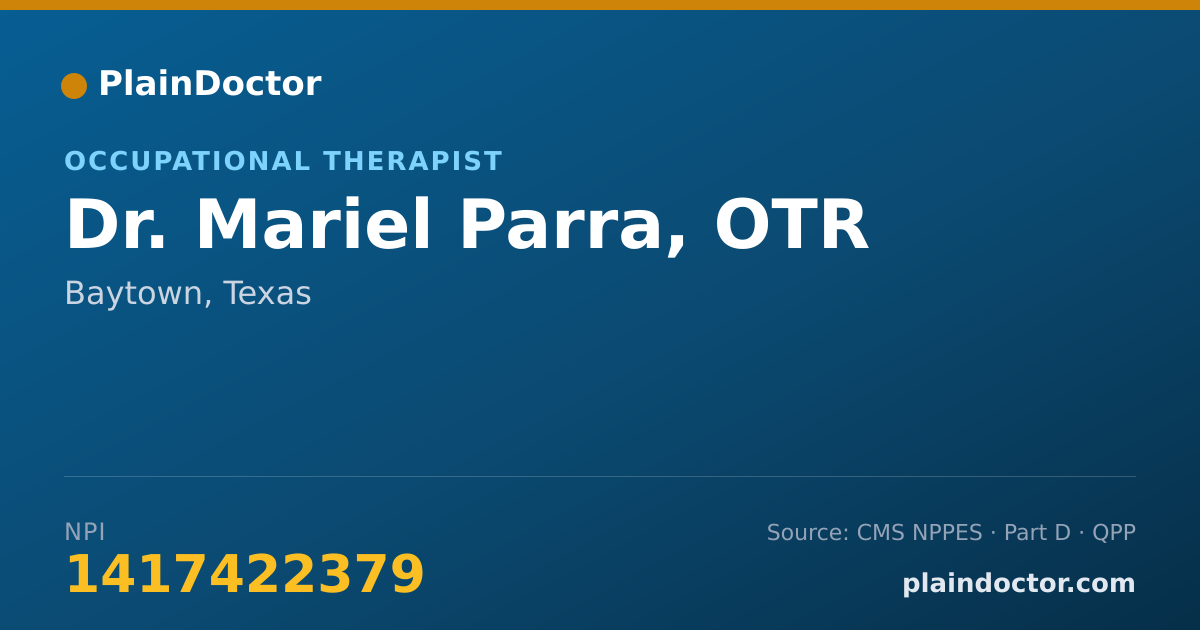 Shareable card for Mariel Parra, OTR - Occupational Therapist, Baytown, TX