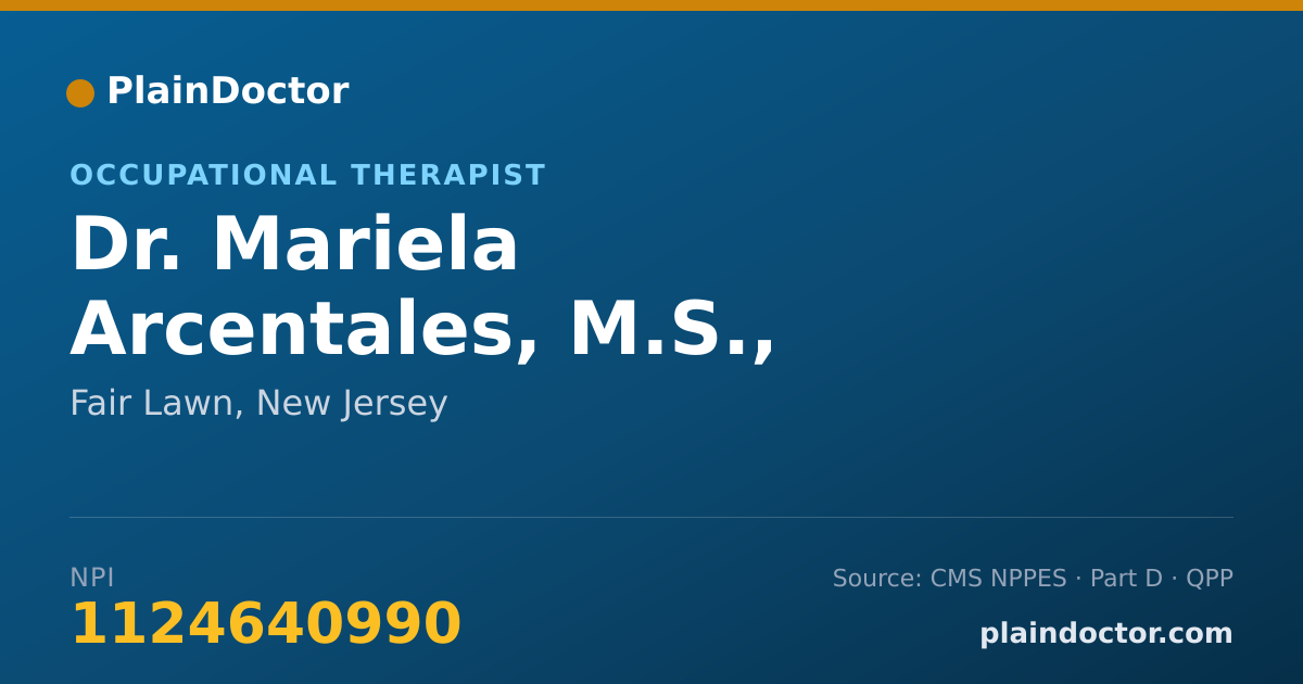 Shareable card for Mariela Arcentales, M.S., OTR/L - Occupational Therapist, Fair Lawn, NJ