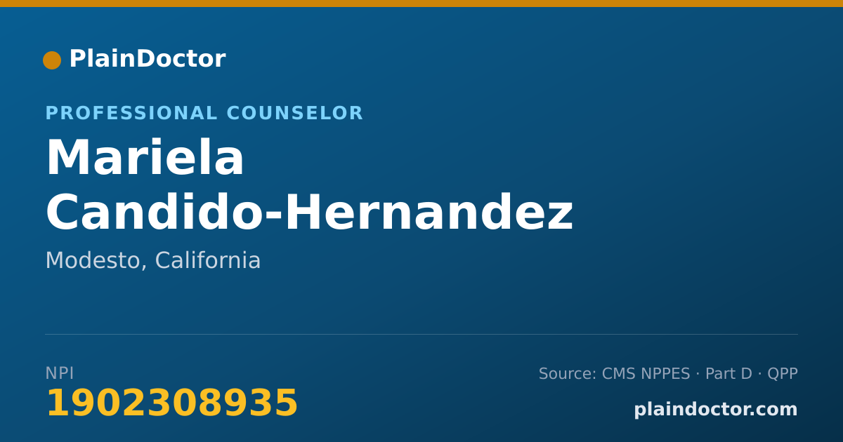 Shareable card for Mariela Candido-Hernandez - Professional Counselor, Modesto, CA