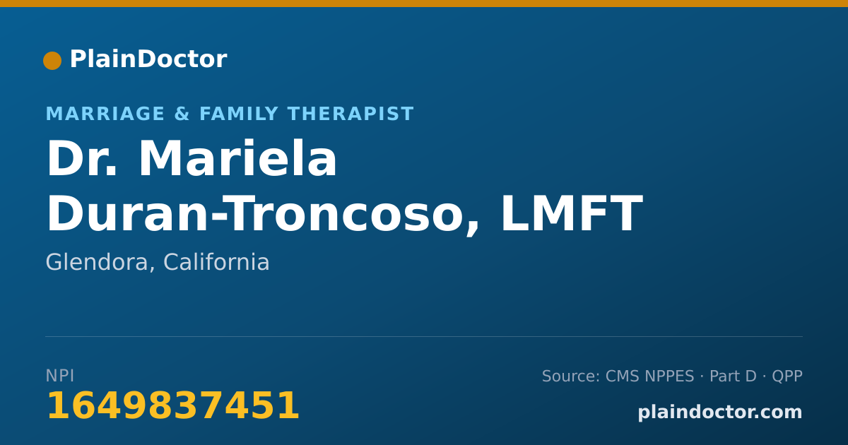 Shareable card for Mariela Duran-Troncoso, LMFT - Marriage & Family Therapist, Glendora, CA