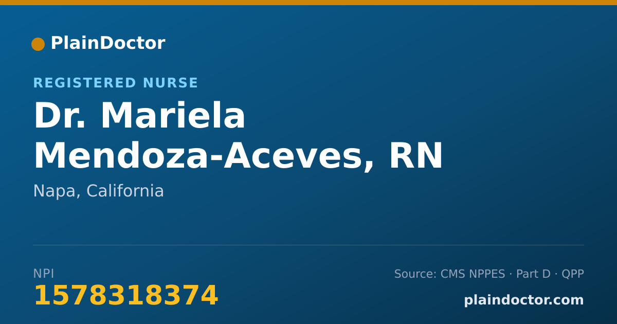 Shareable card for Mariela Mendoza-Aceves, RN - Registered Nurse, Napa, CA