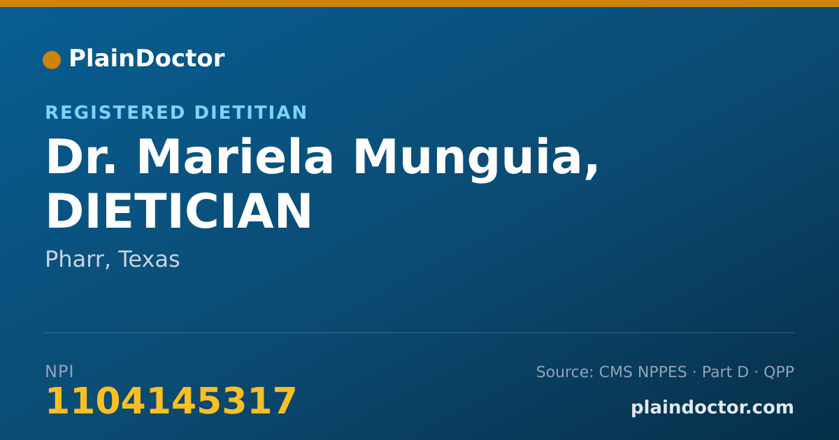 Shareable card for Mariela Munguia, DIETICIAN - Registered Dietitian, Pharr, TX