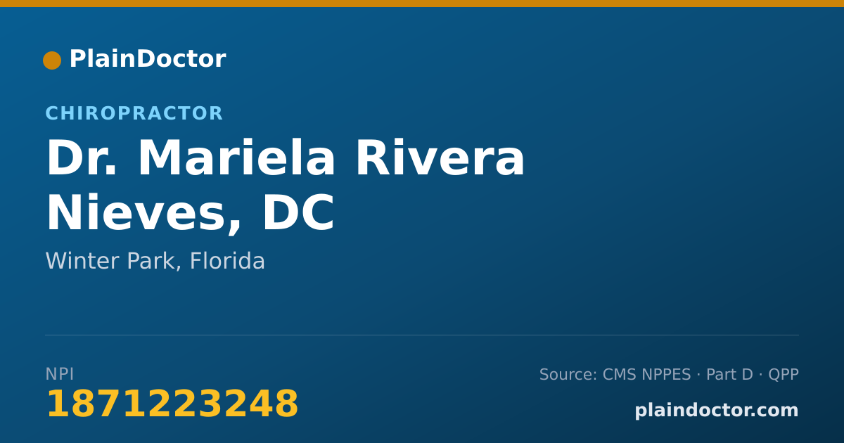 Shareable card for Mariela Rivera Nieves, DC - Chiropractor, Winter Park, FL