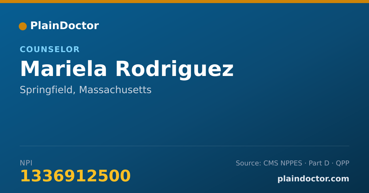 Shareable card for Mariela Rodriguez - Counselor, Springfield, MA