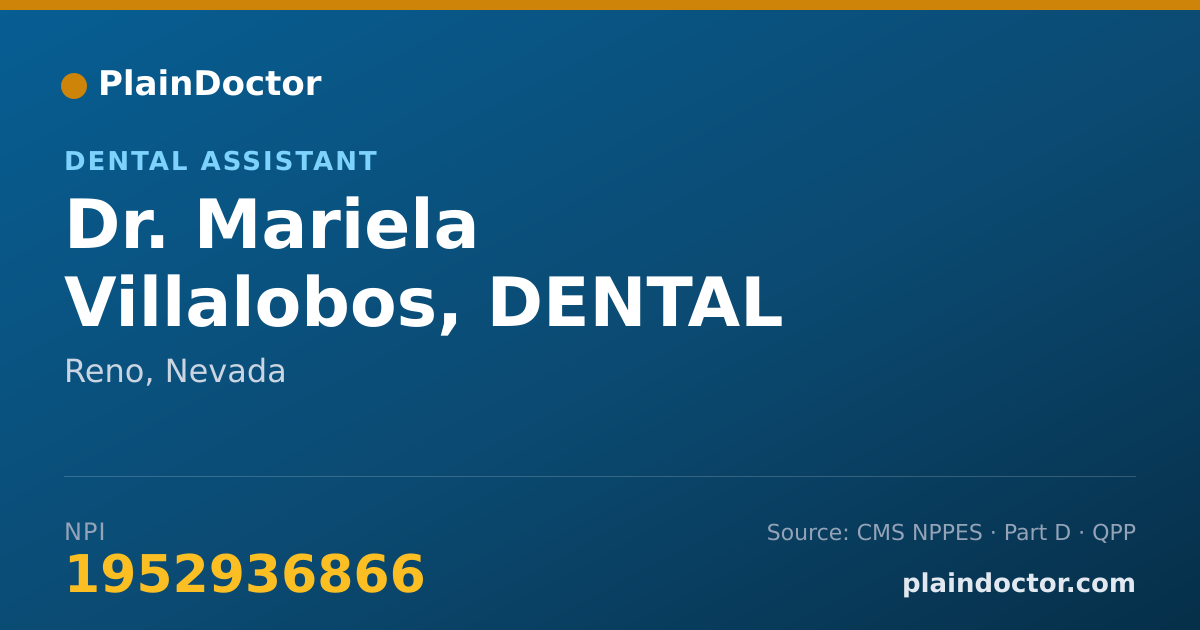 Shareable card for Mariela Villalobos, DENTAL ASSISTANT - Dental Assistant, Reno, NV