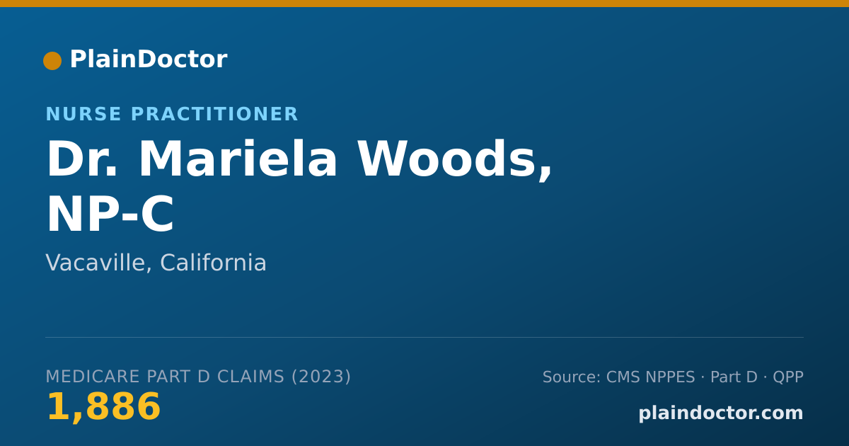 Shareable card for Mariela Woods, NP-C - Nurse Practitioner, Vacaville, CA