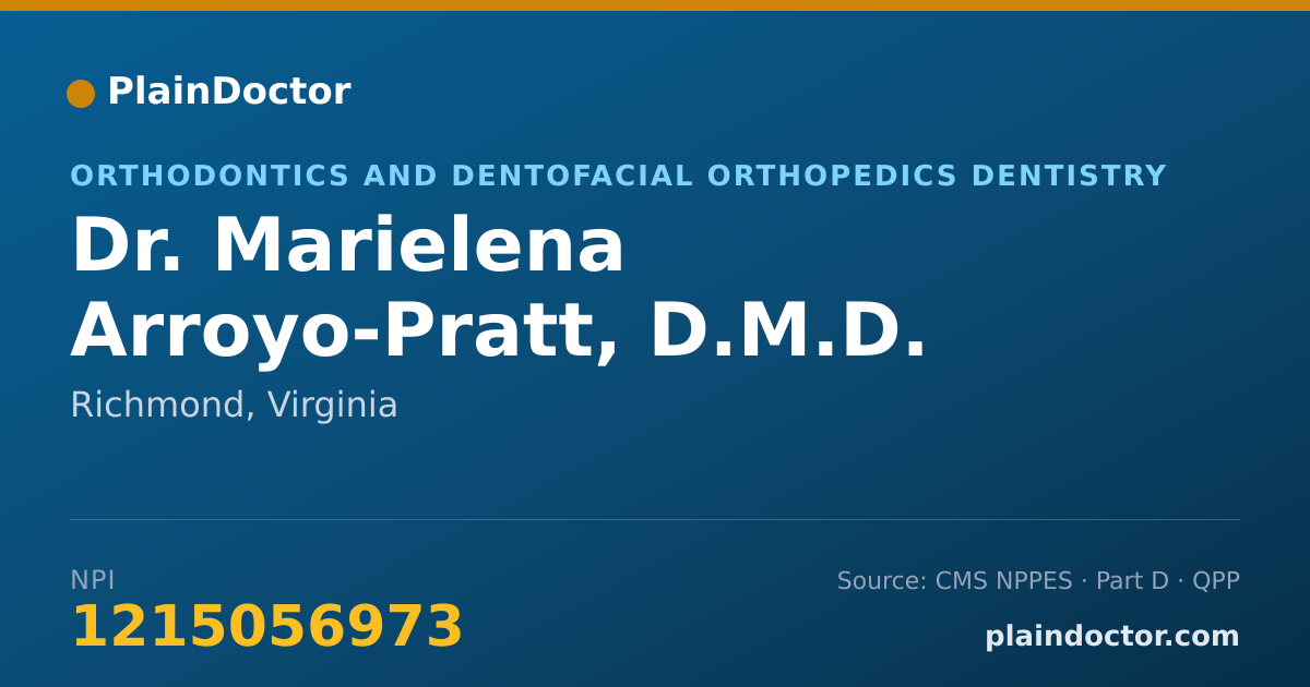 Shareable card for Marielena Arroyo-Pratt, D.M.D. - Orthodontics and Dentofacial Orthopedics Dentistry, Richmond, VA