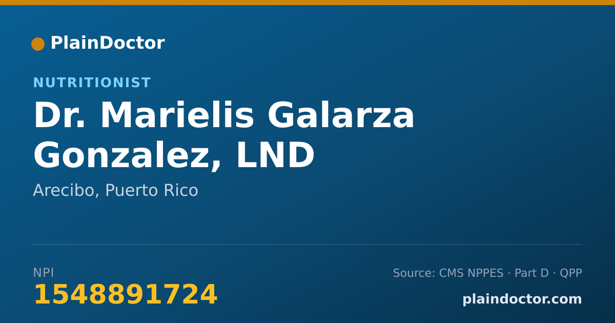 Shareable card for Marielis Galarza Gonzalez, LND - Nutritionist, Arecibo, PR