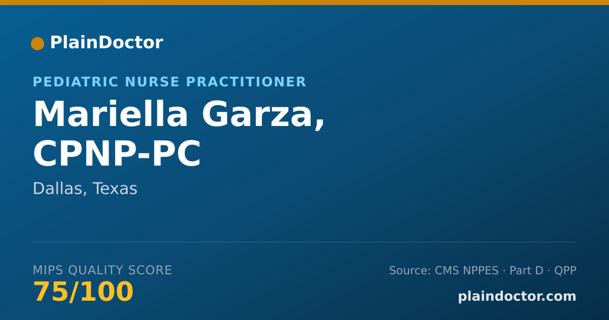 Shareable card for Mariella Garza, CPNP-PC - Pediatric Nurse Practitioner, Dallas, TX