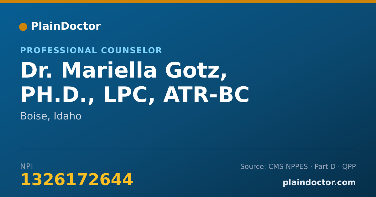 Shareable card for Mariella Gotz, PH.D., LPC, ATR-BC - Professional Counselor, Boise, ID