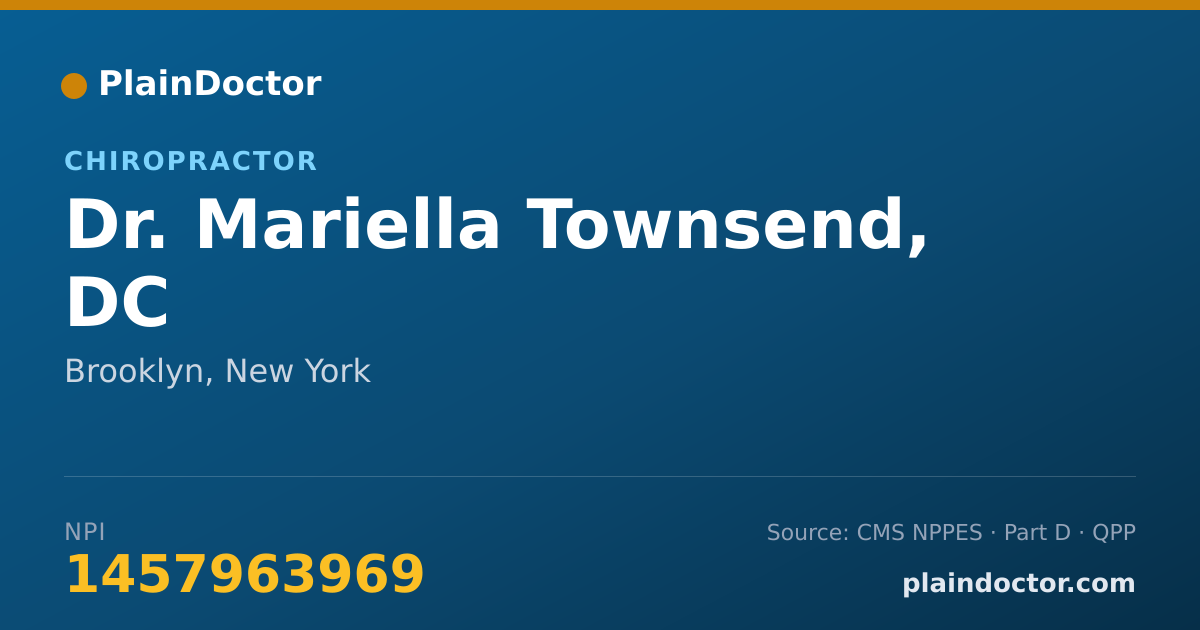 Shareable card for Mariella Townsend, DC - Chiropractor, Brooklyn, NY