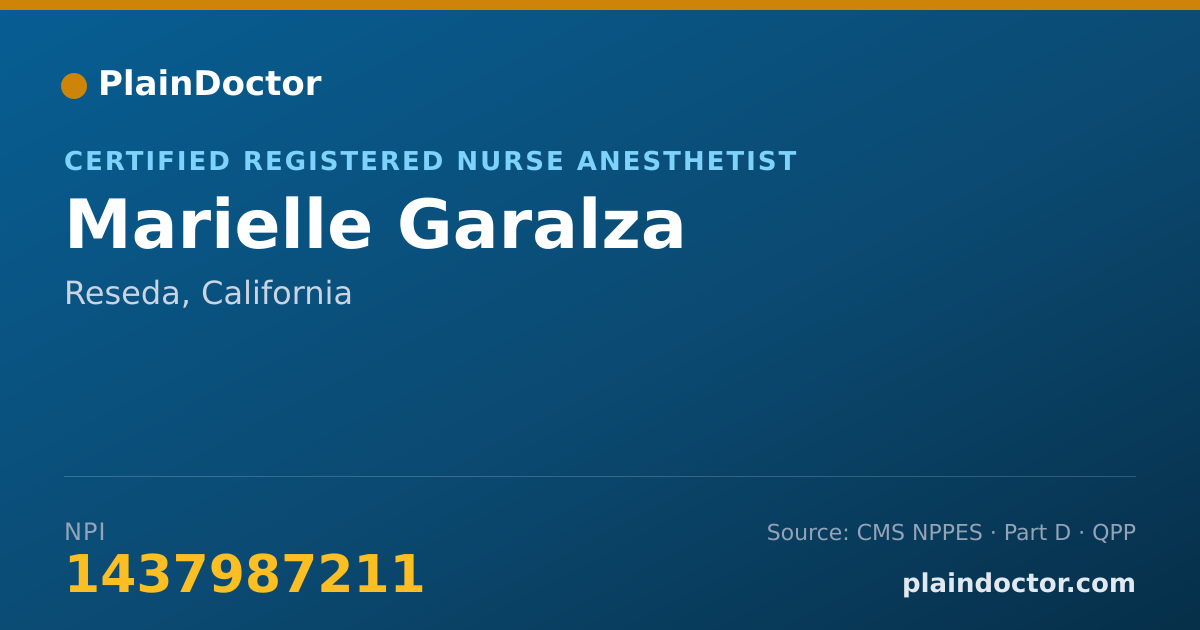 Shareable card for Marielle Garalza - Certified Registered Nurse Anesthetist, Reseda, CA