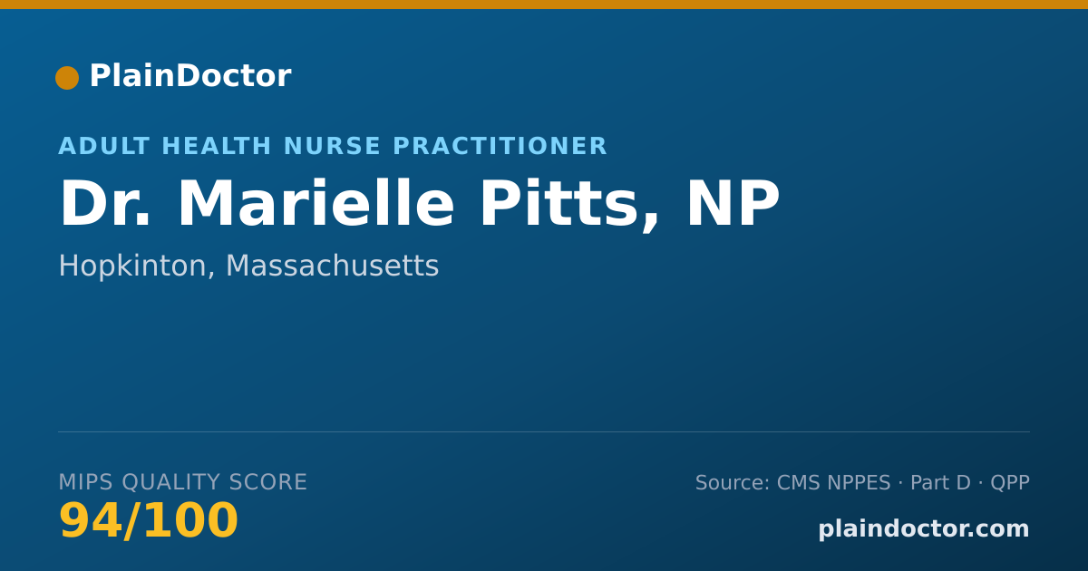 Shareable card for Marielle Pitts, NP - Adult Health Nurse Practitioner, Hopkinton, MA