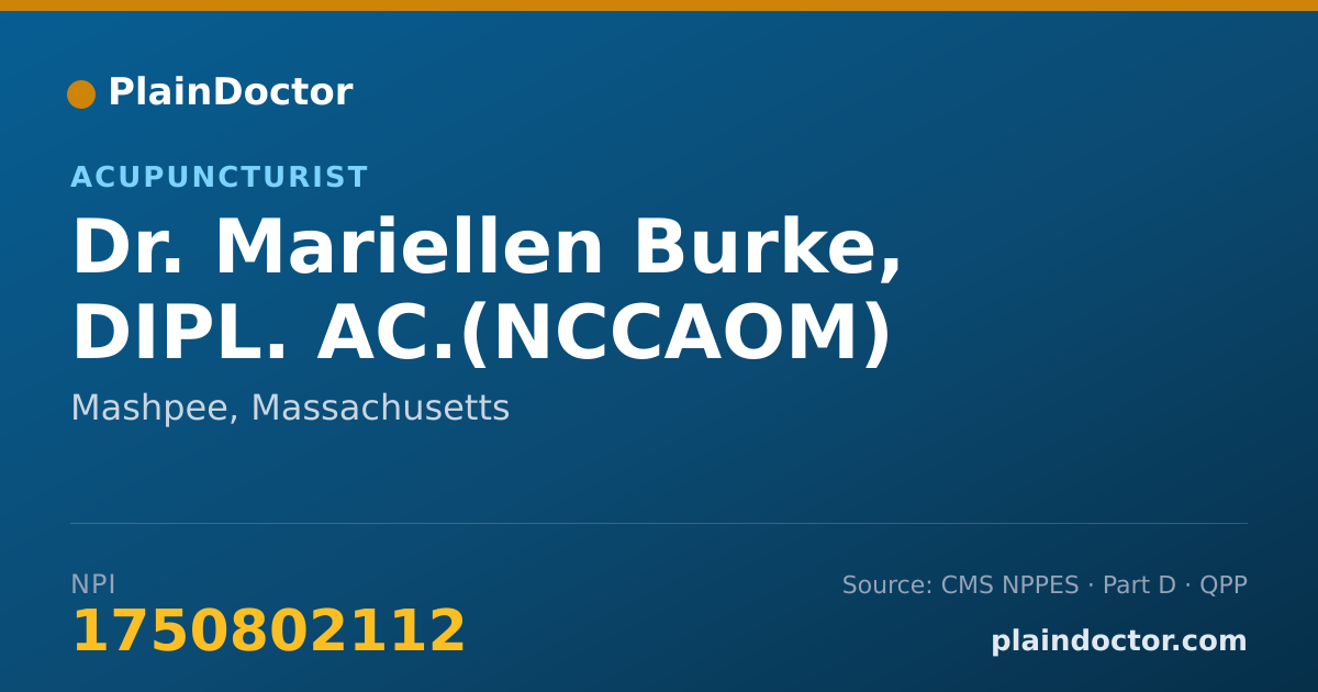 Shareable card for Mariellen Burke, DIPL. AC.(NCCAOM) - Acupuncturist, Mashpee, MA