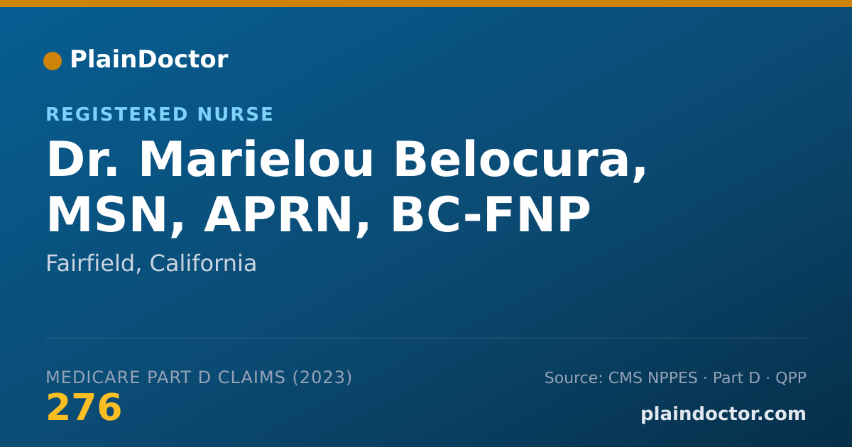 Shareable card for Marielou Belocura, MSN, APRN, BC-FNP - Registered Nurse, Fairfield, CA