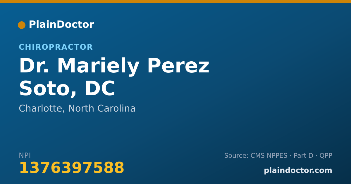 Shareable card for Mariely Perez Soto, DC - Chiropractor, Charlotte, NC