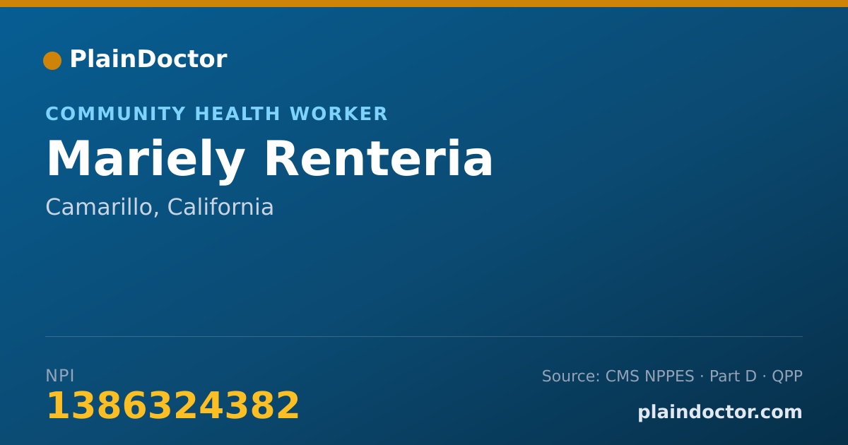 Shareable card for Mariely Renteria - Community Health Worker, Camarillo, CA
