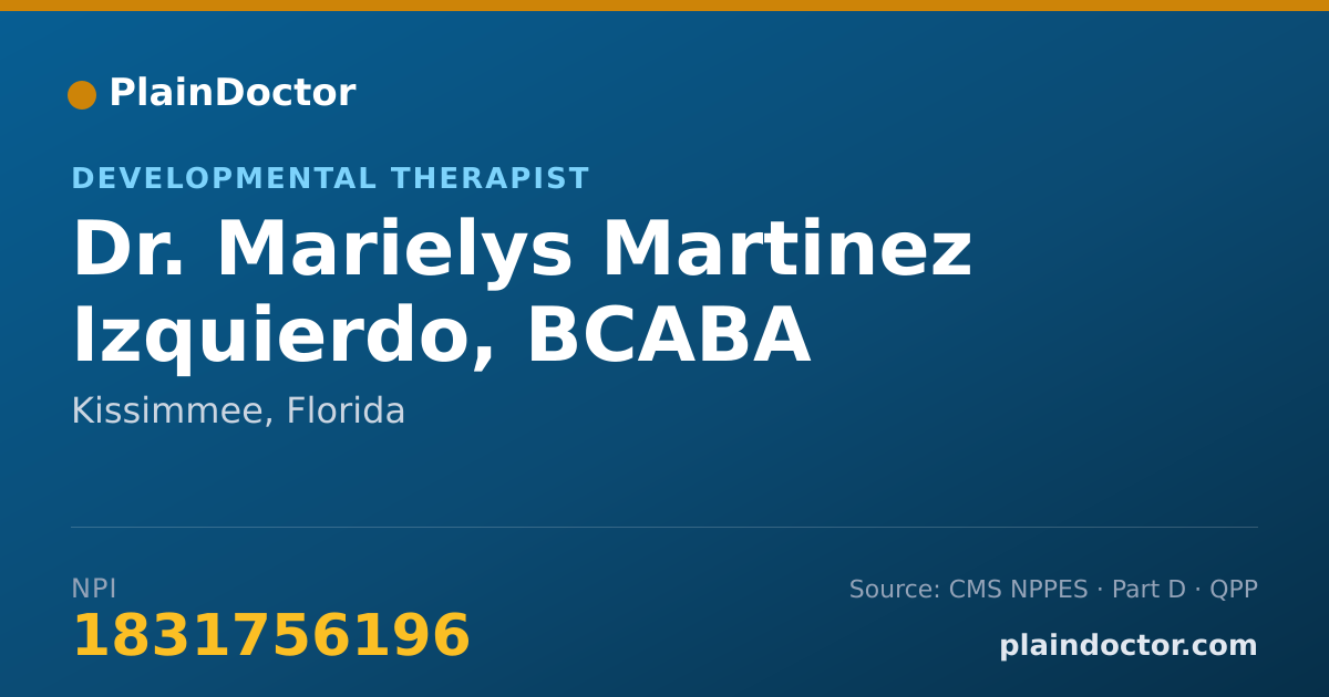 Shareable card for Marielys Martinez Izquierdo, BCABA - Developmental Therapist, Kissimmee, FL
