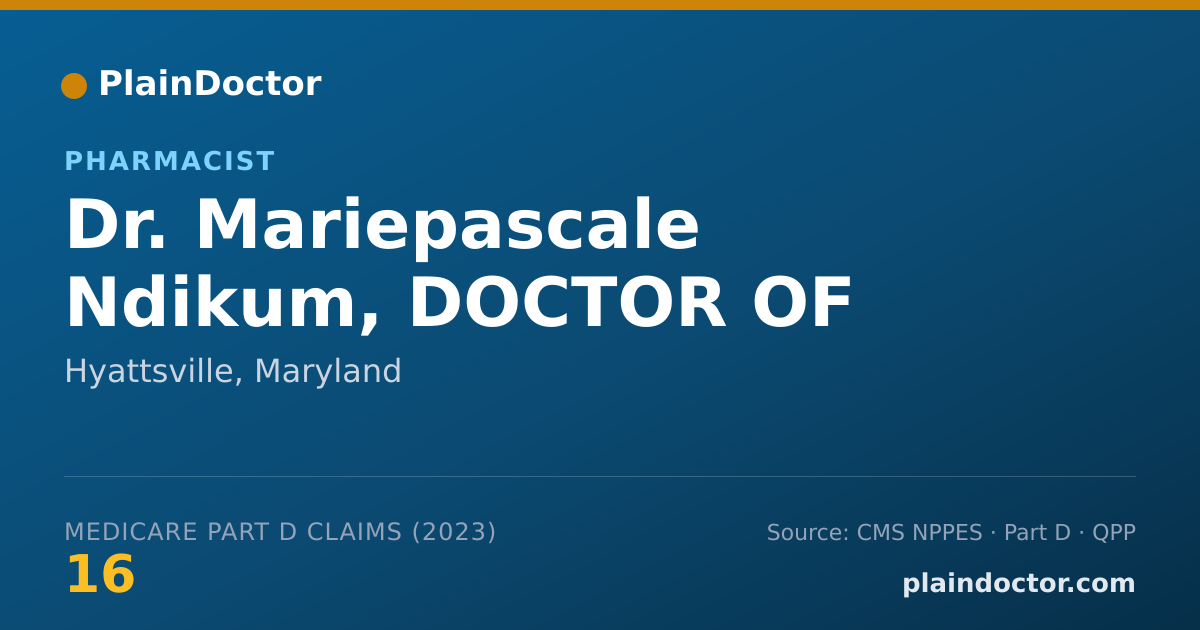 Shareable card for Mariepascale Ndikum, DOCTOR OF PHARMACY - Pharmacist, Hyattsville, MD