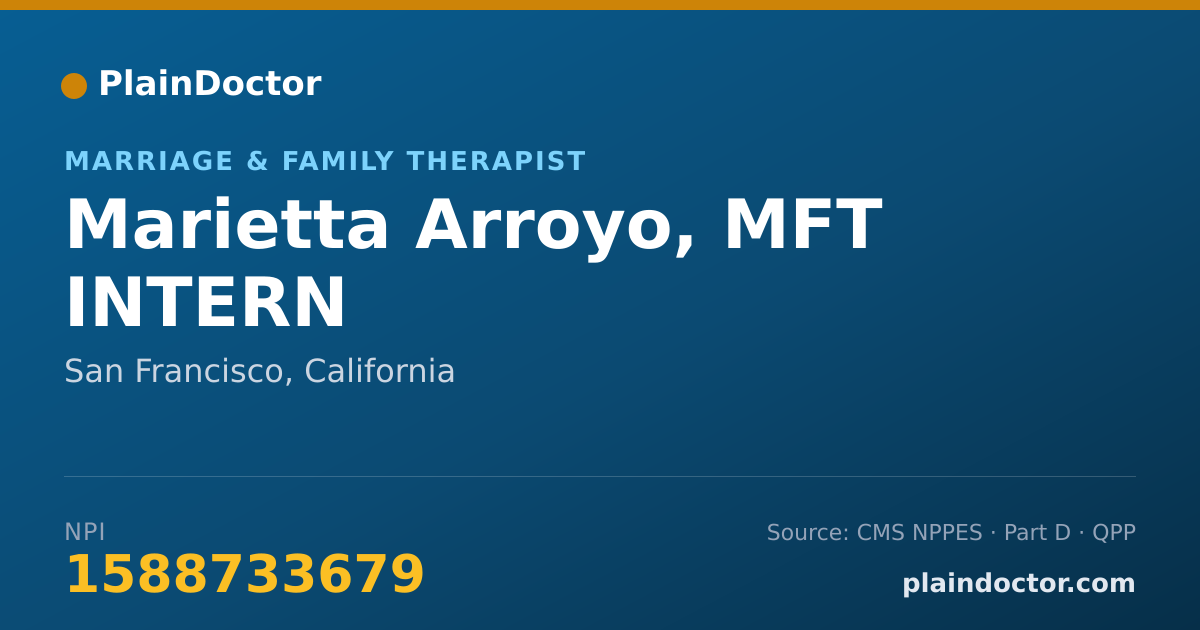 Shareable card for Marietta Arroyo, MFT INTERN - Marriage & Family Therapist, San Francisco, CA