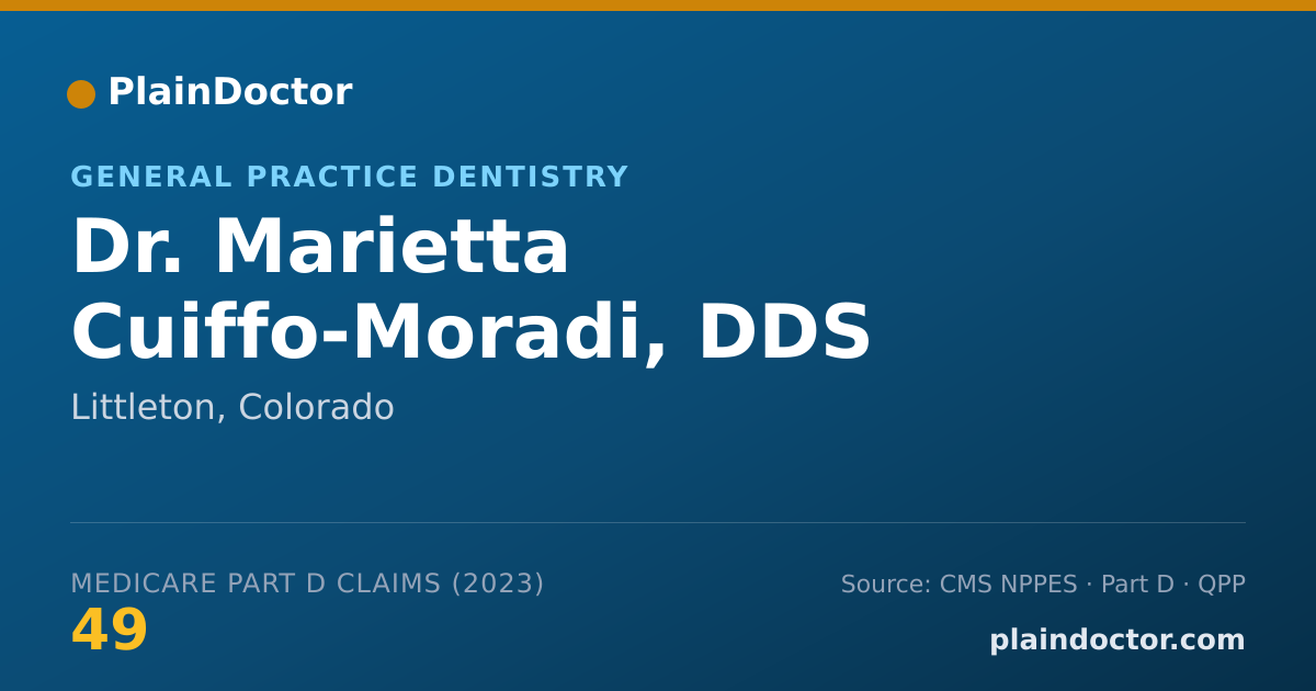 Shareable card for Marietta Cuiffo-Moradi, DDS - General Practice Dentistry, Littleton, CO