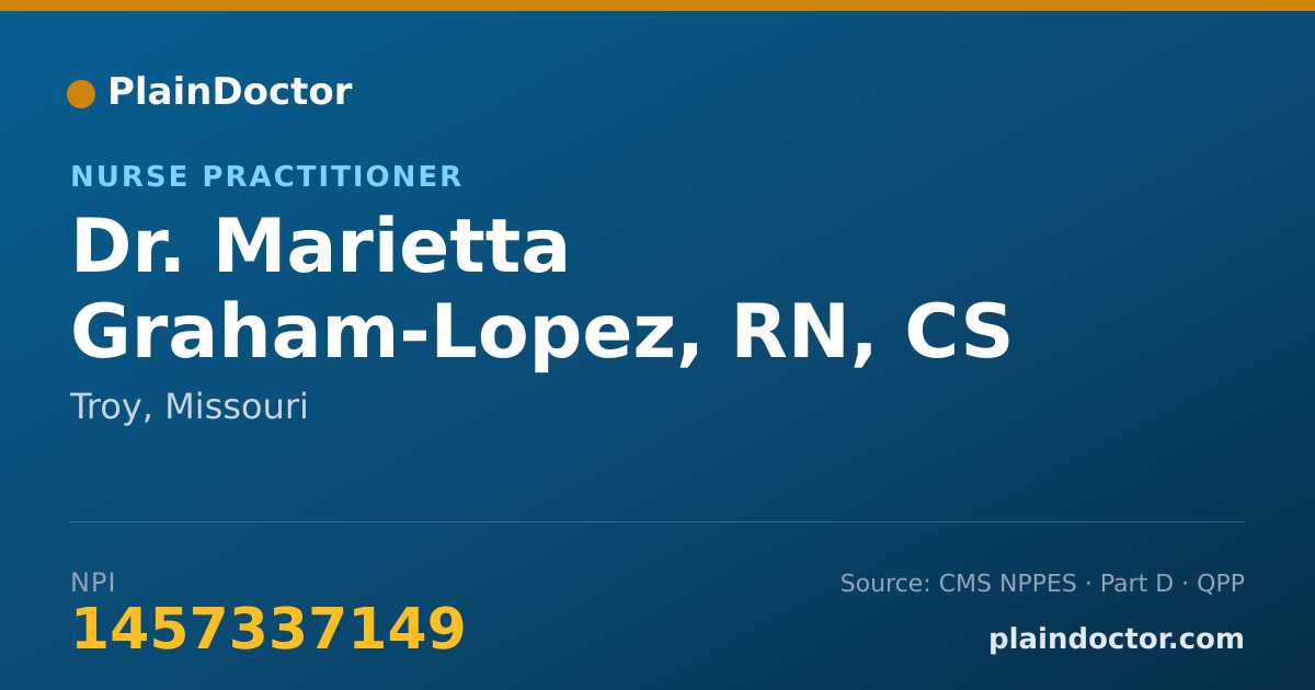 Shareable card for Marietta Graham-Lopez, RN, CS FNP - Nurse Practitioner, Troy, MO