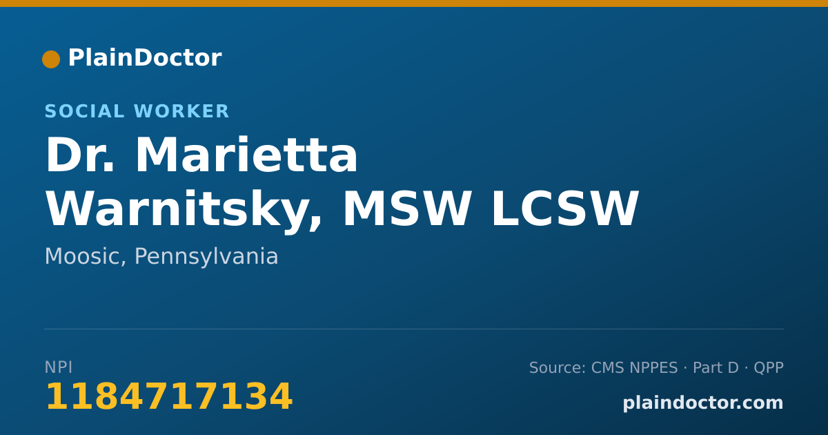 Shareable card for Marietta Warnitsky, MSW LCSW QCSW - Social Worker, Moosic, PA