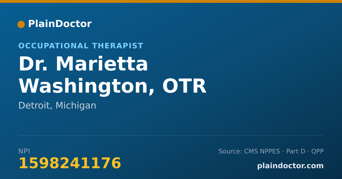Shareable card for Marietta Washington, OTR - Occupational Therapist, Detroit, MI