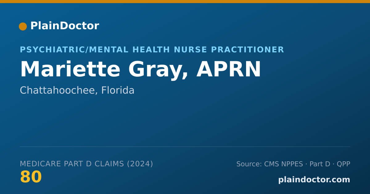 Shareable card for Mariette Gray, APRN - Psychiatric/Mental Health Nurse Practitioner, Chattahoochee, FL