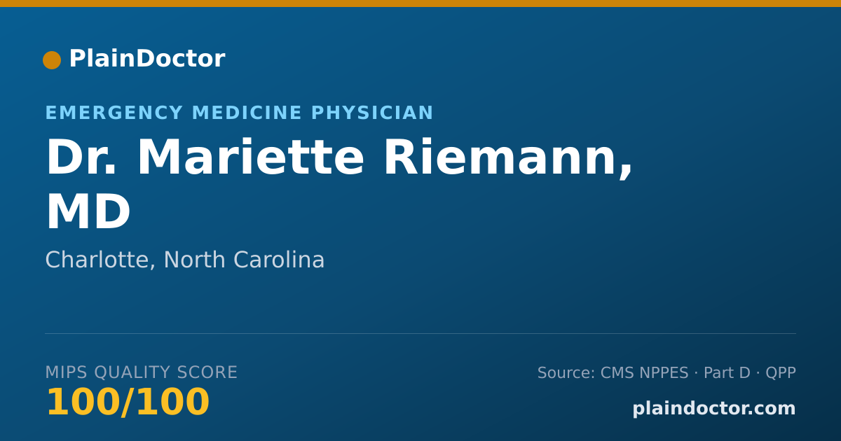 Shareable card for Mariette Riemann, MD - Emergency Medicine Physician, Charlotte, NC