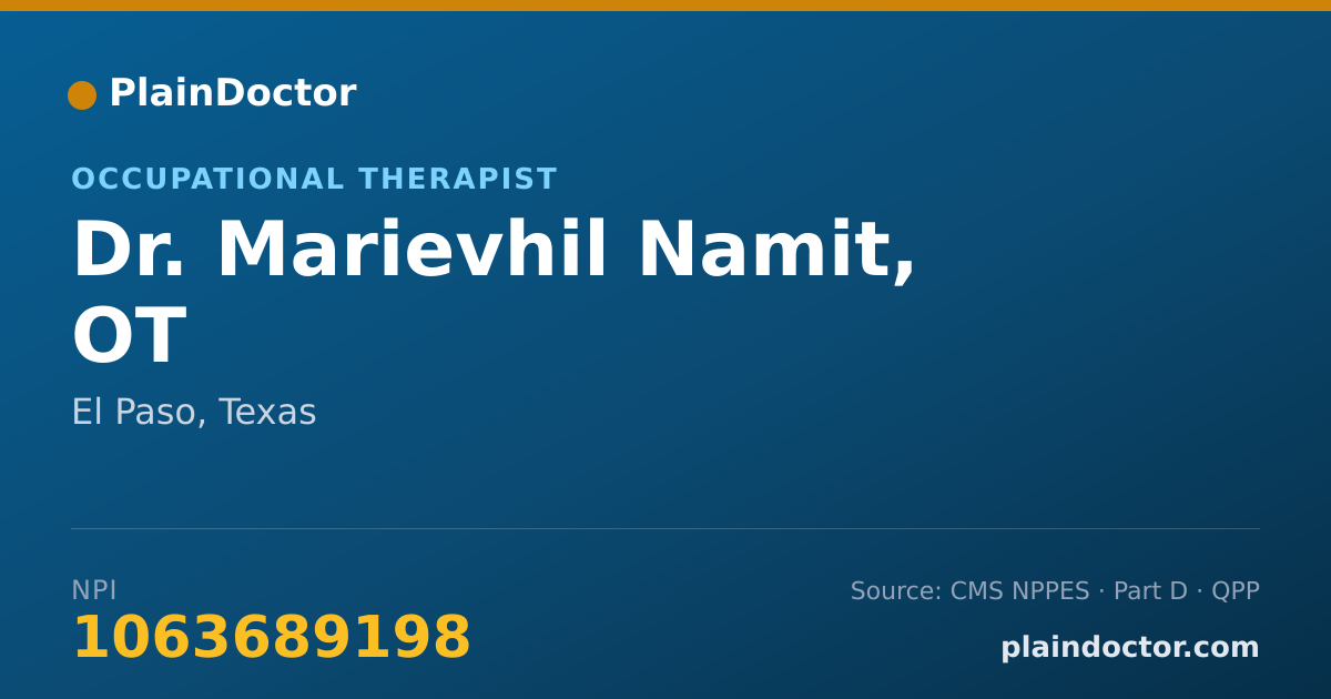 Shareable card for Marievhil Namit, OT - Occupational Therapist, El Paso, TX