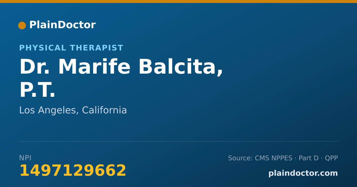 Shareable card for Marife Balcita, P.T. - Physical Therapist, Los Angeles, CA