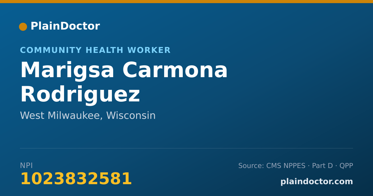 Shareable card for Marigsa Carmona Rodriguez - Community Health Worker, West Milwaukee, WI