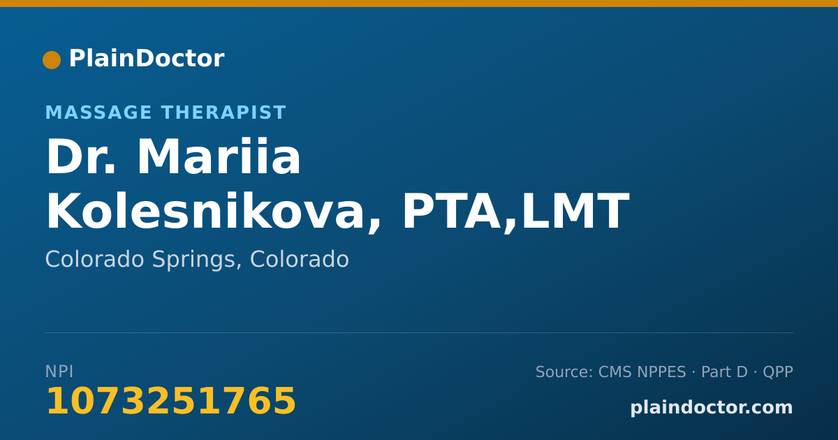 Shareable card for Mariia Kolesnikova, PTA,LMT - Massage Therapist, Colorado Springs, CO